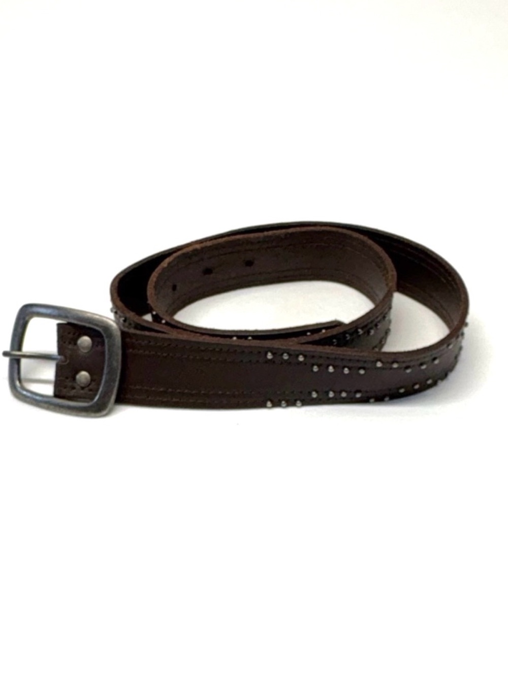 Bluenotes Dark Brown Genuine Leather Studded Belt Unisex Small 32